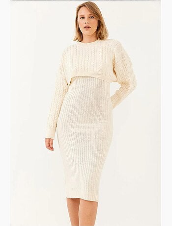 Ensemble deux pièces robe pull courte en maille lucci