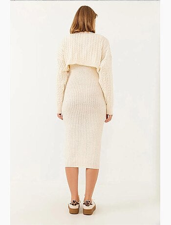 Ensemble deux pièces robe pull courte en maille lucci