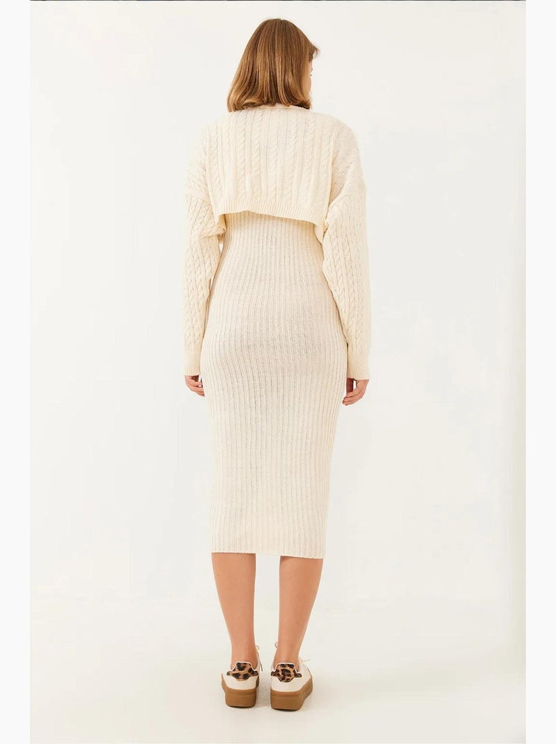Ensemble deux pièces robe pull courte en maille lucci Beige argile - Kiabi