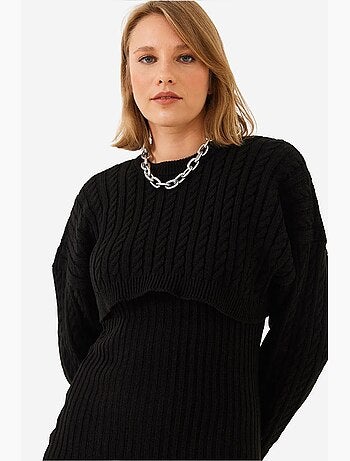 Ensemble deux pièces robe pull courte en maille lucci