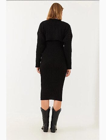 Ensemble deux pièces robe pull courte en maille lucci