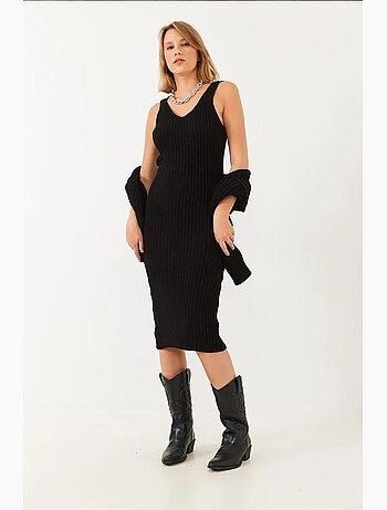 Ensemble deux pièces robe pull courte en maille lucci