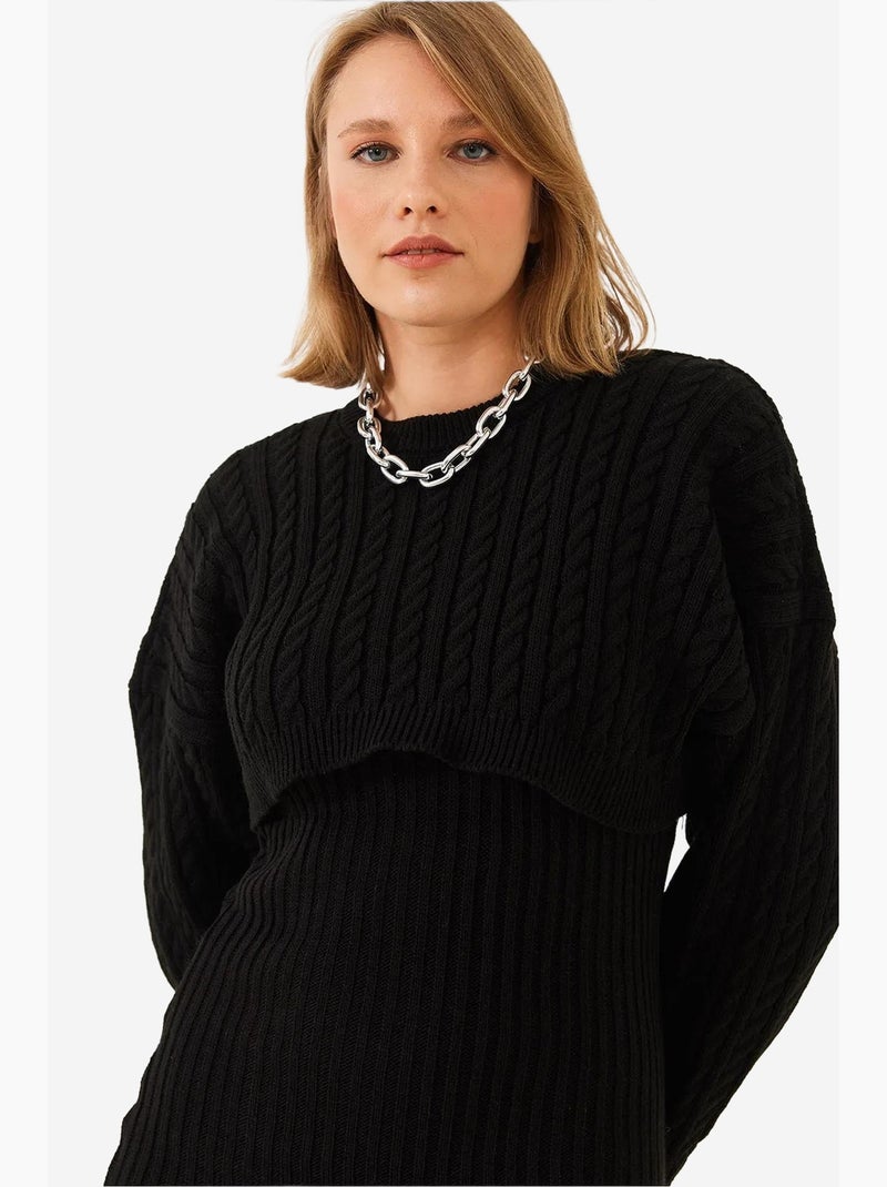 Ensemble deux pièces robe pull courte en maille lucci Noir - Kiabi