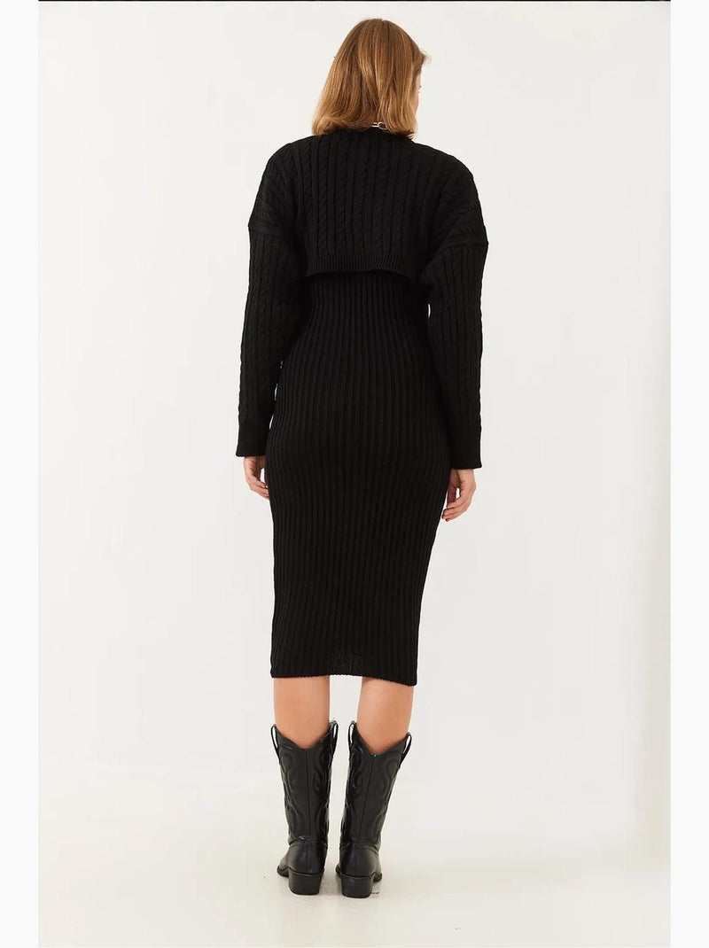 Ensemble deux pièces robe pull courte en maille lucci Noir - Kiabi