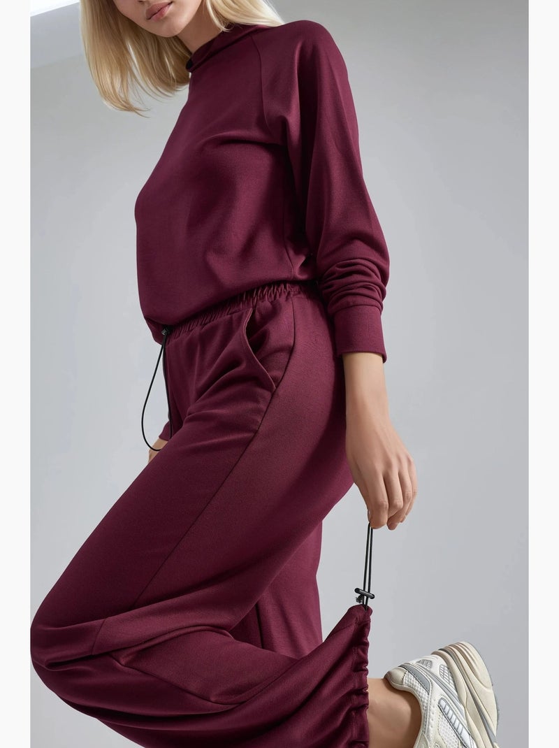 Ensemble deux pièces taille haute à col roulé et jambes larges hiccup Rouge bordeaux - Kiabi