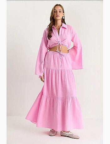 Ensemble deux pièces taille haute à volants lucci