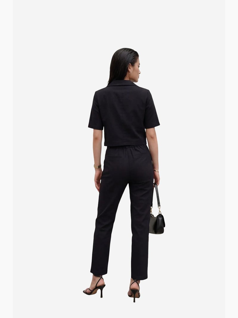 Ensemble deux pièces taille haute avec col de veste my fashion Noir - Kiabi