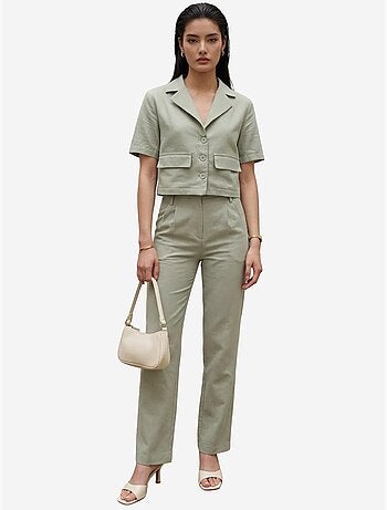 Ensemble deux pièces taille haute avec col de veste my fashion