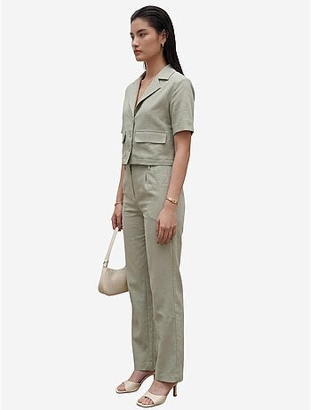 Ensemble deux pièces taille haute avec col de veste my fashion