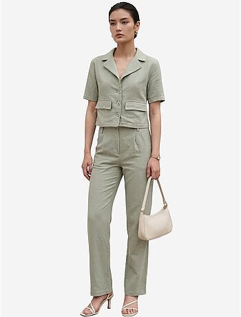 Ensemble deux pièces taille haute avec col de veste my fashion