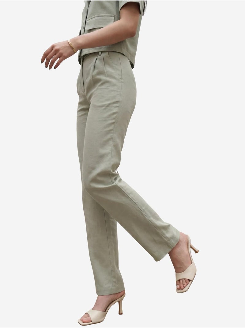 Ensemble deux pièces taille haute avec col de veste my fashion Vert pastel - Kiabi