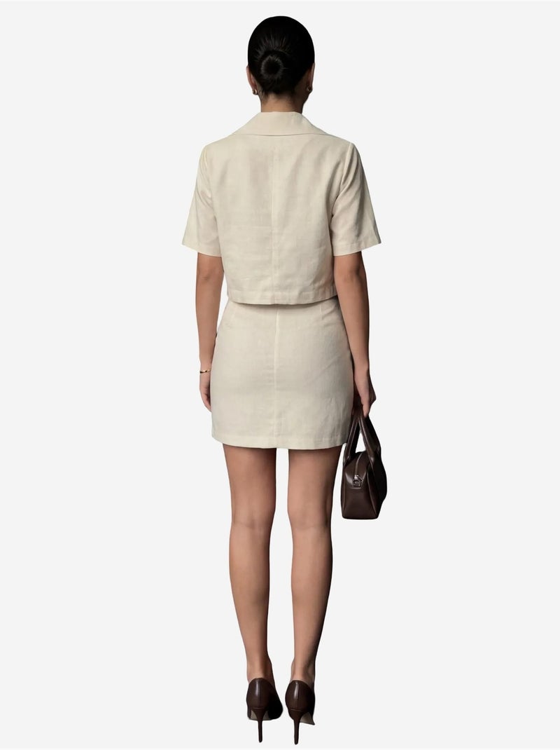 Ensemble deux pièces taille haute avec fermeture à boutons my fashion Beige argile - Kiabi