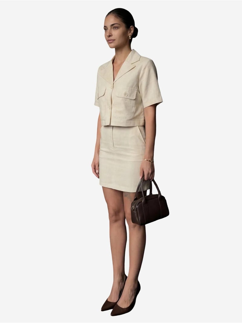 Ensemble deux pièces taille haute avec fermeture à boutons my fashion Beige argile - Kiabi
