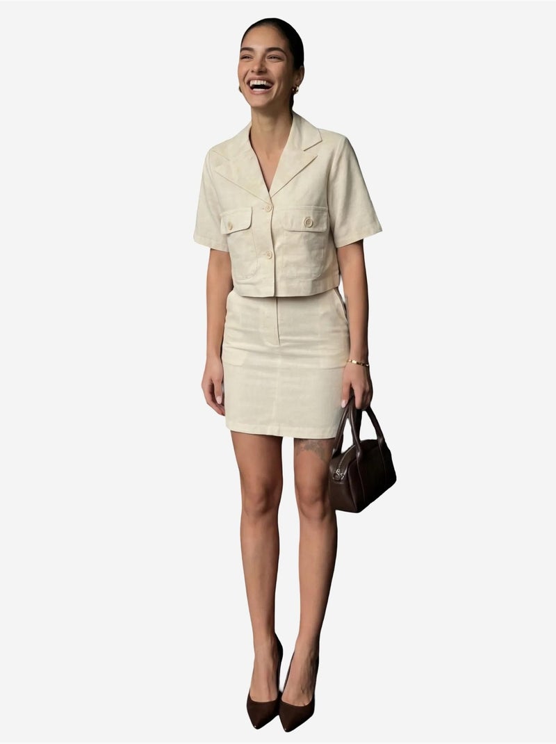 Ensemble deux pièces taille haute avec fermeture à boutons my fashion Beige argile - Kiabi