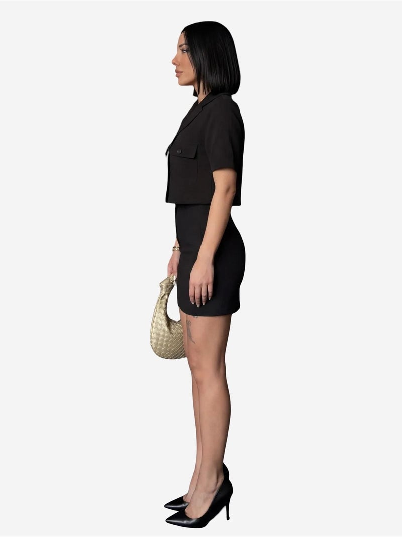 Ensemble deux pièces taille haute avec fermeture à boutons my fashion Noir - Kiabi