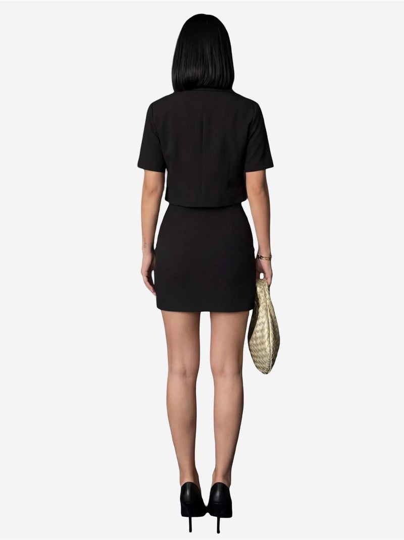Ensemble deux pièces taille haute avec fermeture à boutons my fashion Noir - Kiabi