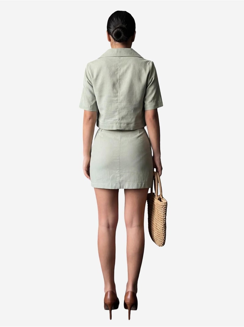 Ensemble deux pièces taille haute avec fermeture à boutons my fashion Vert menthe - Kiabi