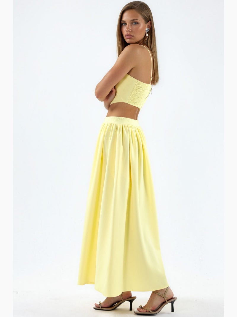 Ensemble deux pièces taille haute col carré hiccup Jaune citron - Kiabi