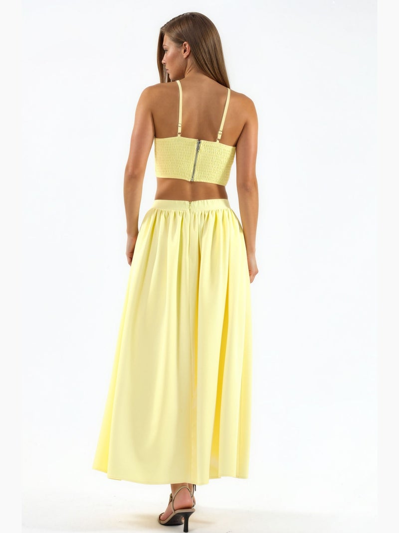 Ensemble deux pièces taille haute col carré hiccup Jaune citron - Kiabi