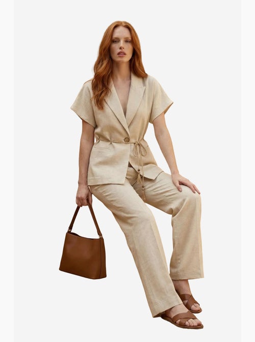 Ensemble deux pièces taille haute col v avec détail à nouer my fashion - Kiabi Ensemble deux pièces taille haute col v avec détail à nouer my fashion - Kiabi
