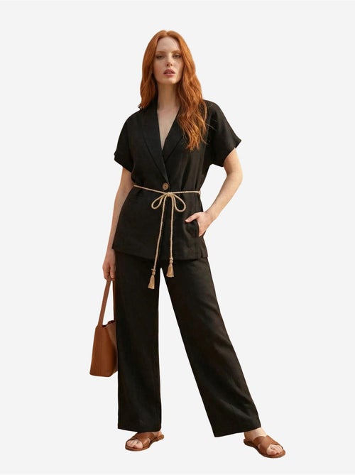 Ensemble deux pièces taille haute col v avec détail à nouer my fashion - Kiabi Ensemble deux pièces taille haute col v avec détail à nouer my fashion - Kiabi