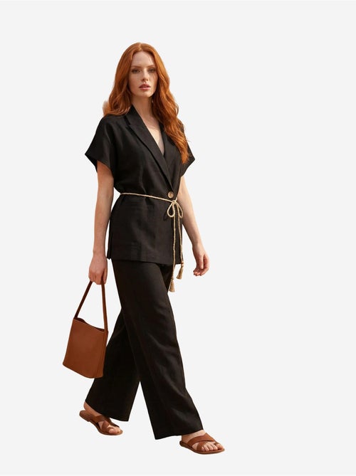 Ensemble deux pièces taille haute col v avec détail à nouer my fashion - Kiabi Ensemble deux pièces taille haute col v avec détail à nouer my fashion - Kiabi