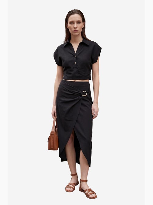 Ensemble deux pièces taille haute en lin mélangé avec col chemise my fashion - Kiabi Ensemble deux pièces taille haute en lin mélangé avec col chemise my fashion - Kiabi