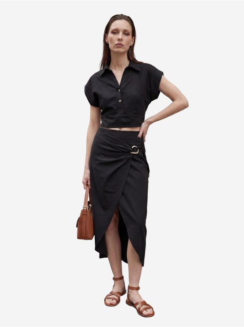 Ensemble deux pièces taille haute en lin mélangé avec col chemise my fashion - Kiabi Ensemble deux pièces taille haute en lin mélangé avec col chemise my fashion - Kiabi