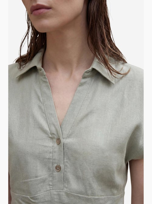 Ensemble deux pièces taille haute en lin mélangé avec col chemise my fashion - Kiabi Ensemble deux pièces taille haute en lin mélangé avec col chemise my fashion - Kiabi
