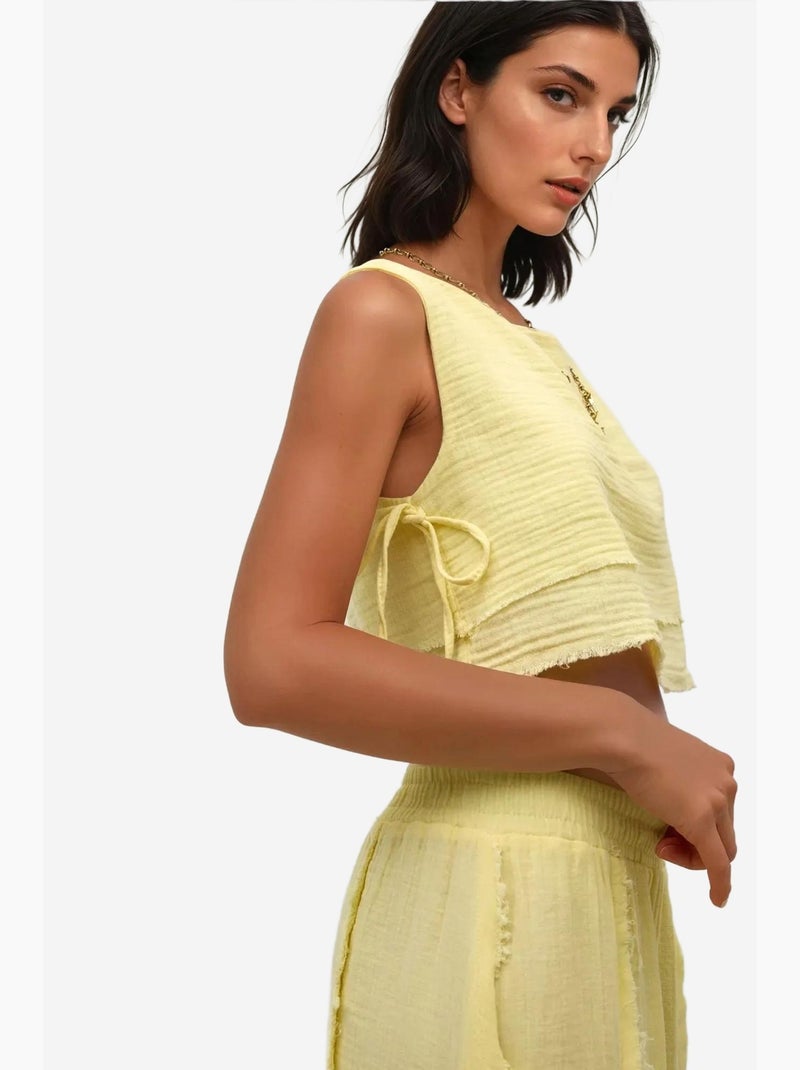 Ensemble deux pièces taille haute et col ras du cou hiccup Jaune citron - Kiabi