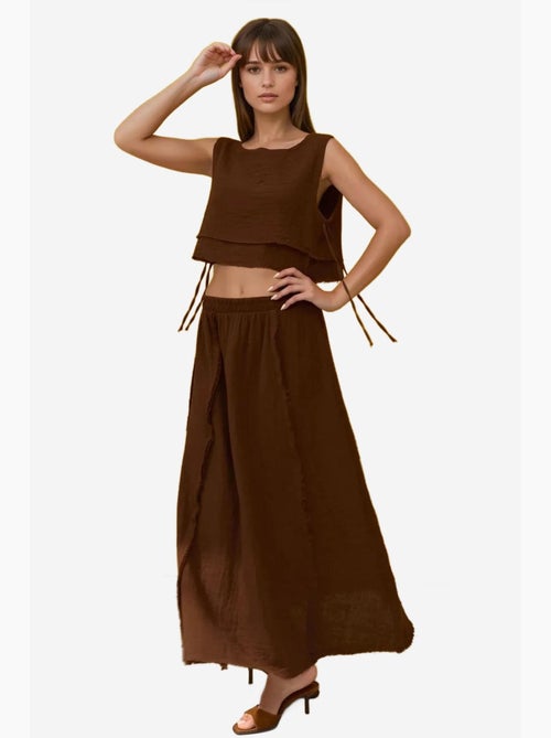 Ensemble deux pièces taille haute et col ras du cou hiccup - Kiabi Ensemble deux pièces taille haute et col ras du cou hiccup - Kiabi