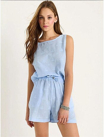 Ensemble deux pièces taille haute et short avec fermeture à boutons lucci