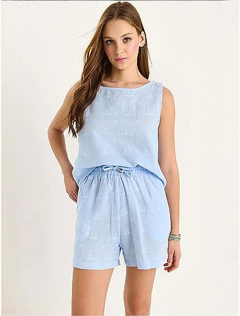 Ensemble deux pièces taille haute et short avec fermeture à boutons lucci
