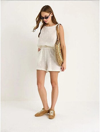 Ensemble deux pièces taille haute et short avec fermeture à boutons lucci