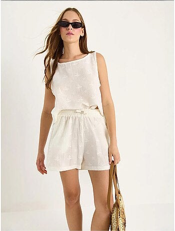 Ensemble deux pièces taille haute et short avec fermeture à boutons lucci