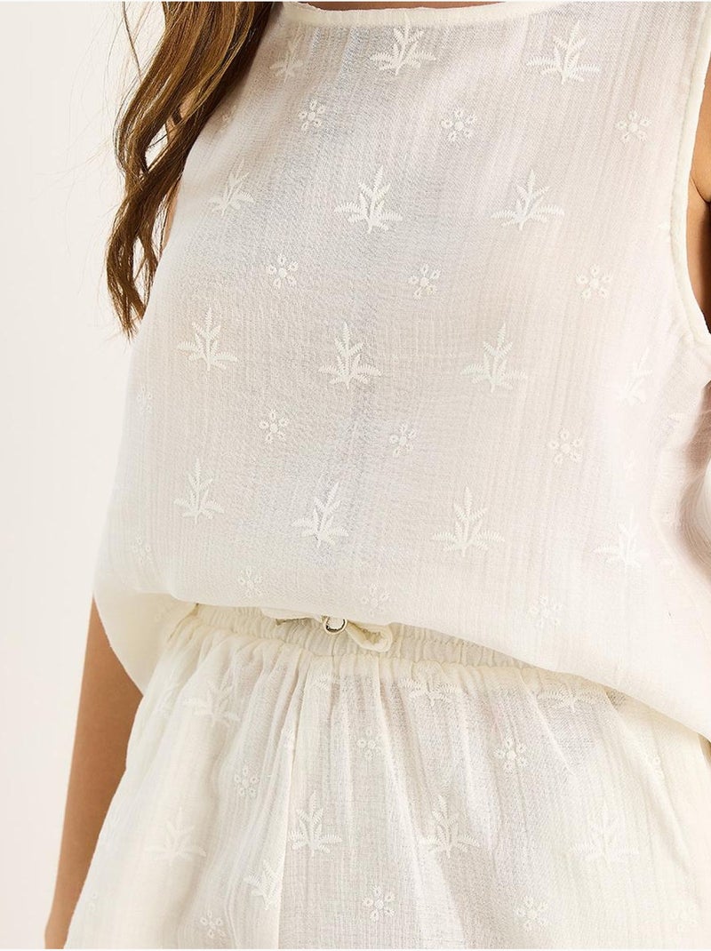Ensemble deux pièces taille haute et short avec fermeture à boutons lucci Ivoire - Kiabi