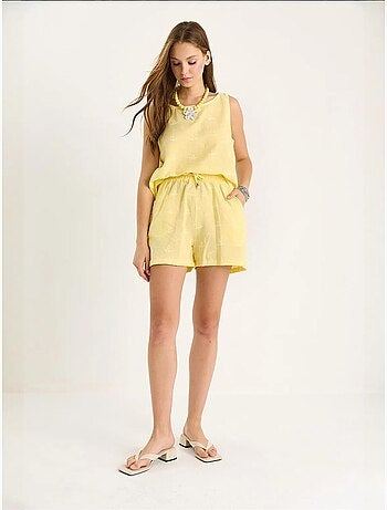 Ensemble deux pièces taille haute et short avec fermeture à boutons lucci