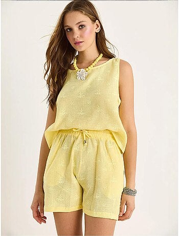 Ensemble deux pièces taille haute et short avec fermeture à boutons lucci