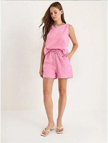 Ensemble deux pièces taille haute et short avec fermeture à boutons lucci