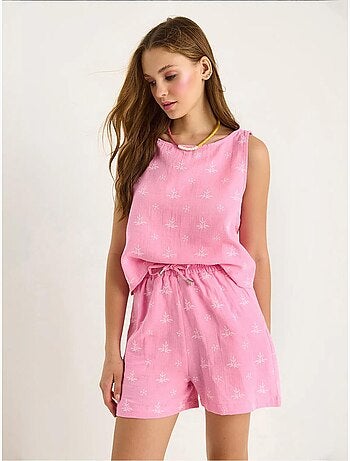 Ensemble deux pièces taille haute et short avec fermeture à boutons lucci