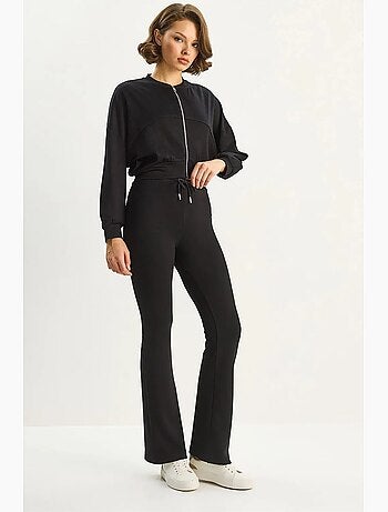Ensemble deux pièces taille haute évasée avec col bomber lucci