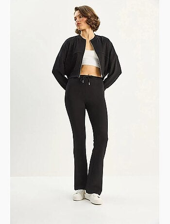 Ensemble deux pièces taille haute évasée avec col bomber lucci