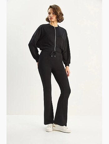 Ensemble deux pièces taille haute évasée avec col bomber lucci