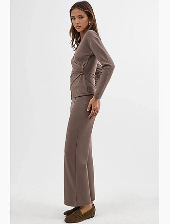 Ensemble deux pièces taille haute jambes larges avec chemisier croisé hiccup