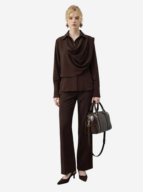 Ensemble deux pièces taille haute jambes larges avec col chemise lucci - Kiabi Ensemble deux pièces taille haute jambes larges avec col chemise lucci - Kiabi