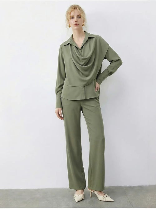 Ensemble deux pièces taille haute jambes larges avec col chemise lucci - Kiabi Ensemble deux pièces taille haute jambes larges avec col chemise lucci - Kiabi