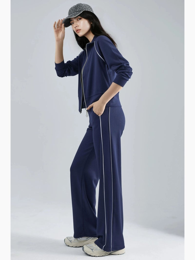Ensemble deux pièces taille haute jambes larges avec col zippé hiccup Bleu marine - Kiabi