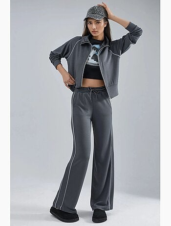 Ensemble deux pièces taille haute jambes larges avec col zippé hiccup