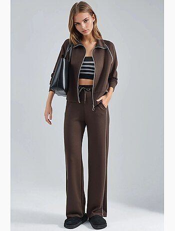 Ensemble deux pièces taille haute jambes larges avec col zippé hiccup