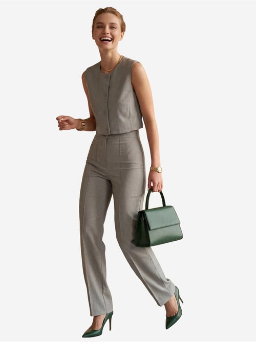 Ensemble deux pièces taille haute jambes larges avec détails de boutons my fashion - Kiabi Ensemble deux pièces taille haute jambes larges avec détails de boutons my fashion - Kiabi